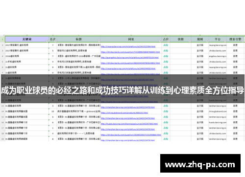 成为职业球员的必经之路和成功技巧详解从训练到心理素质全方位指导
